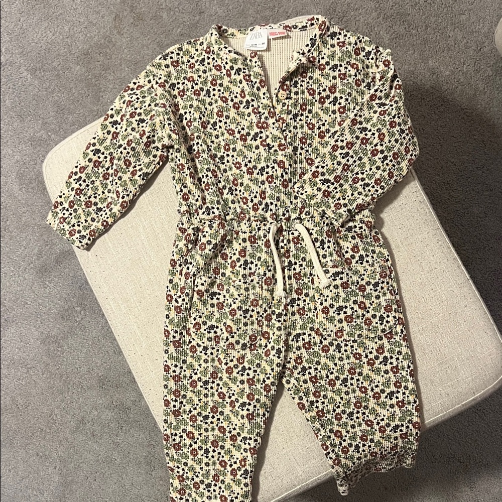Zara Floral Kids One Piece - Cream and Red